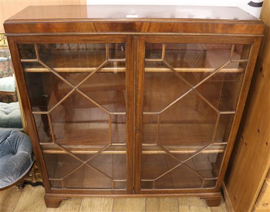 A Georgian style mahogany dwarf bookcase, W.3ft 3in.